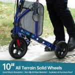 ELENKER All Terrain 3 Wheel Walkers for Seniors, 3 Wheeled Rollator with 10” Wheels, Narrow Walkers for Small Spaces, Compact Folding, Ideal for Traveling, Blue