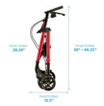 NOVA Medical Products Star DX Heavy Duty Bariatric Rollator Walker with Extra Wide Padded Seat, 8” Wheels, Fold Lock Feature, Rolling Walker with Adjustable Seat Height & 450 lb Weight Capacity, Red