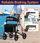 HOMLAND Foldable Walkers for Seniors with Seat, Height Adjustable Rollator Walker, 8" Big Wheels Rolling Walker for All Terrain, Aluminum Lightweight Walker.