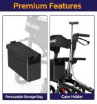 HOMLAND Foldable Walkers for Seniors with Seat, Height Adjustable Rollator Walker, 8" Big Wheels Rolling Walker for All Terrain, Aluminum Lightweight Walker.