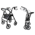 Heavy Duty Rollator Walker with 8" 4 Wheels, 500 lb. Capacity Extra Wide Seat