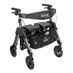 Stander Wonder Bariatric Rollator, Heavy Duty Folding Rolling Walker for Adults, Seniors, 500-pound Weight Capacity, Large 8-inch Wheels, Locking Brakes, Wide Seat with Backrest, Black Walnut