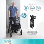 Stander Wonder Bariatric Rollator, Heavy Duty Folding Rolling Walker for Adults, Seniors, 500-pound Weight Capacity, Large 8-inch Wheels, Locking Brakes, Wide Seat with Backrest, Black Walnut