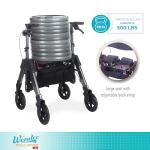 Stander Wonder Bariatric Rollator, Heavy Duty Folding Rolling Walker for Adults, Seniors, 500-pound Weight Capacity, Large 8-inch Wheels, Locking Brakes, Wide Seat with Backrest, Black Walnut