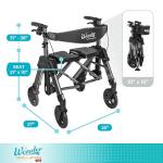 Stander Wonder Bariatric Rollator, Heavy Duty Folding Rolling Walker for Adults, Seniors, 500-pound Weight Capacity, Large 8-inch Wheels, Locking Brakes, Wide Seat with Backrest, Black Walnut