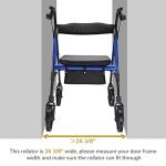 AW Rollator Walker with Seat Foldable, Medical Upright Bariatric Rolling Walker for Seniors, Heavy Duty Aluminum with Dual Brakes, Supports up to 450 lbs, Blue