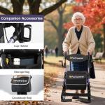 Rollator Walkers for Seniors with Seat, Walker Wheelchair Combo, Lightweight Foldable Wheelchairs for Adults, Rolling Walker All Terrain, 2 in 1 Walker Wheelchair with Cup Holder& Bag,Purple