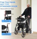 2-in-1 Rollator Walker with Seat & Extra Wide Backrest, Foldable Rolling Walker Featuring All-Terrain 10-Inch Front Wheels and 8-Inch Rear Wheels for Seniors, Supports Up to 300 lbs