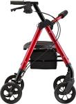 NOVA Medical Products Star 8 DX Heavy Duty Extra-Wide Rollator, 450 lb. Weight Capacity, Red