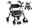 2025 StrollAid 2 In 1 Rollator Walker Transport Chair Heavy Duty 450 Lbs Black