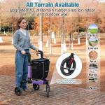 Rollator Walker  All Terrain 10“Front 3 Wheel w/ Tray&Large Storage Bag Foldable