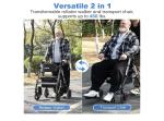 2025 StrollAid 2 In 1 Rollator Walker Transport Chair Heavy Duty 450 Lbs Black
