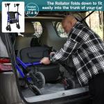 StrollAid Upright Walkers for Seniors, Stand Up Rollator Walker with Padded Seat and Backrest, Heavy Duty Forearm Rollator with Support Handrail, Holds up to 450 pounds, Compact Folding, Blue