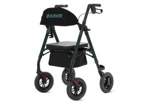 ELENKER All-Terrain Rollator Walker with 10” Non-Pneumatic Wheels, Green 
