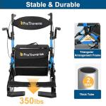 Rollator Walkers for Seniors with Seat, Walker Wheelchair Combo, Lightweight Foldable Wheelchairs for Adults, Rolling Walker All Terrain, 2 in 1 Walker Wheelchair with Cup Holder& Bag,Blue