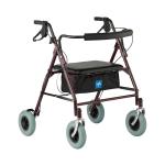 Medline Heavy Duty Steel Bariatric Rollator, 500 lb Weight Capacity, Burgundy