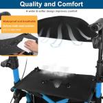 Rollator Walkers for Seniors with Seat, Walker Wheelchair Combo, Lightweight Foldable Wheelchairs for Adults, Rolling Walker All Terrain, 2 in 1 Walker Wheelchair with Cup Holder& Bag,Blue