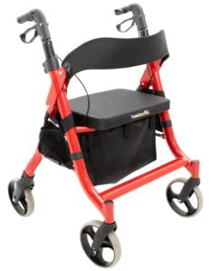 Platinum Health 600lb. Titus Extra-Wide Deluxe Bariatric Walker Rollator. Heavy-Duty Oval Tubing. High-Capacity Padded Seat/Backrest. Height Adjustable Angled Hand Grips. Foldable. (Red)