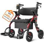 VOCIC Walkers for Seniors Z59, 2 in 1 Walker Wheelchair Combo, 400 LBS Weight Capacity, 10" All Terrain Rollator with Extra Wide Seat & Backrest, Heavy Duty Rollator with Cup Holder，FSA HSA Eligible