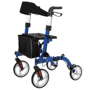 Folding Rollator Walk&Transport Wheelchair Combo Adjustable All-Terrain Rollator