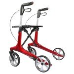 Ultralight Carbon Rollator Walker with Seat - Red