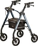 NOVA Medical Products Star DX Heavy Duty Bariatric Rollator Walker with Extra Wide Padded Seat, Blue