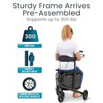 Vive 3 Wheel Walker with Seat - Tri Rollator Walker for Seniors and Adults - Lightweight and Foldable, with Seat, Brakes and Wheels - Narrow for Tight Spaces and Small Doorways - All Terrain