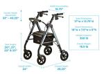 NOVA Medical Products Star DX Heavy Duty Bariatric Rollator Walker with Extra Wide Padded Seat, Blue