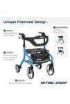 New Drive Medical Nitro Sprint Hemi Rollator Walker Heavy Duty wSeat Petite Blue