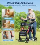VOCIC Walkers for Seniors, Upright Walker with Adjustable Armrests, Z22 GelCool Stand Up Walker with Ergo Seat & Backrest, 8" All Terrain Rollator with 300lb,Cup& Cane Holder