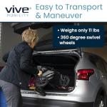 Vive Mobility 3 Wheel Walker - Three Wheeled Rollator for Seniors - Lightweight, Foldable, Narrow, Heavy Duty - for Elderly Men Women - Folding 3-Wheel Tri Scooter with Basket Bag