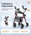 VOCIC Walkers for Seniors, Upright Walker with Adjustable Armrests, Z22 GelCool Stand Up Walker with Ergo Seat & Backrest, 8" All Terrain Rollator with 300lb,Cup& Cane Holder