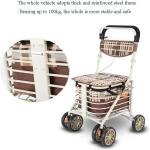 Heavy Duty Shopping Cart with Seat, 4 Wheels Medical Walking Aids Foldable, Drive Rollator Walker Lightweight Quality Aluminum Alloy Frame, Used for Seniors Walking,C