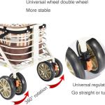 Heavy Duty Shopping Cart with Seat, 4 Wheels Medical Walking Aids Foldable, Drive Rollator Walker Lightweight Quality Aluminum Alloy Frame, Used for Seniors Walking,C