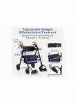 2025 StrollAid 2 In 1 Rollator Walker Transport Chair Heavy Duty 450 Lbs-Black