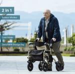 ELENKER All Terrain 2 in 1 Rollator Walker Transport Chair Folding Wheelchair w