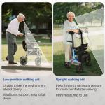 Lightweight Upright Rollator Walker All-Terrain Foldable with seat and Adjustable Height backrest, 300 lbs Capacity, 10" Front & 8" Rear Wheels for Seniors, Adults, bariatric, Includes Cane Holders