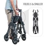 Able Life Space Saver Bariatric Rollator, Heavy Duty Folding 4-Wheel Rolling Walker with Extra Wide Seat and Large 8-inch Wheels for Seniors and Elderly, 500-pound Weight Capacity, Black Walnut