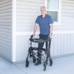Able Life Space Saver Bariatric Rollator, Heavy Duty Folding 4-Wheel Rolling Walker with Extra Wide Seat and Large 8-inch Wheels for Seniors and Elderly, 500-pound Weight Capacity, Black Walnut