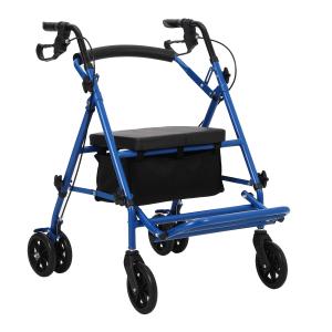 Folding Rollator Walk&Transport Wheelchair Combo Adjustable All-Terrain Rollator