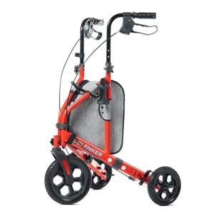 ELENKER All Terrain 3 Wheel Walkers for Seniors, 3 Wheeled Rollator with 10” Wheels, Narrow Walkers for Small Spaces, Compact Folding, Ideal for Traveling, Red