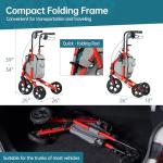 ELENKER All Terrain 3 Wheel Walkers for Seniors, 3 Wheeled Rollator with 10” Wheels, Narrow Walkers for Small Spaces, Compact Folding, Ideal for Traveling, Red