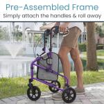 Vive Mobility 3 Wheel Walker - Three Wheeled Rollator for Seniors - Lightweight, Foldable, Narrow, Heavy Duty - for Elderly Men Women - Folding 3-Wheel Tri Scooter with Basket Bag