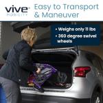 Vive Mobility 3 Wheel Walker - Three Wheeled Rollator for Seniors - Lightweight, Foldable, Narrow, Heavy Duty - for Elderly Men Women - Folding 3-Wheel Tri Scooter with Basket Bag