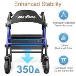 Rollator Walkers with Seat for Seniors, Foldable 8" Big Wheels All Terrain Rolling Walker, Handles and Ergonomic Seat Height Adjustable, 350 lb