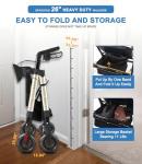 FlyingJoy Rollator Walker with Seat,450Lb Rolling Walker, Extra-Wide Heavy-Duty Rollator Walker with Seat and Brakes for Seniors and Adults Bariatric with Large Aluminum (Champagne)
