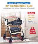 FlyingJoy Rollator Walker with Seat,450Lb Rolling Walker, Extra-Wide Heavy-Duty Rollator Walker with Seat and Brakes for Seniors and Adults Bariatric with Large Aluminum (Champagne)