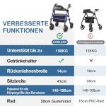 HOMLAND Walkers for Seniors with Seat, Foldable Rollator Walker, Reinforced Aluminum Frame, 8" Big Rubber Wheels for All Terrain, Height Adjustable Lightweight Rolling Walker