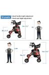 BlessReach Heavy Duty Rollator Walker For Seniors Wide Seat Backrest 450lbs...