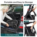 Steppilot Vela Rollator Walkers with Seat for Seniors, 500 lbs Weight Capacity & Reinforced Aluminum Frame, 8" Rubber Wheels for All Terrain, Height Adjustable Foldable Rolling Walker Lightweight